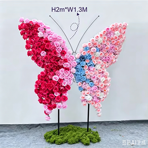 Handmade Red Rose Butterfly <b>Artificial</b> Flower Decor Modern Valentine'S Day Wall Panel High Simulation Reusable - Product Image 3