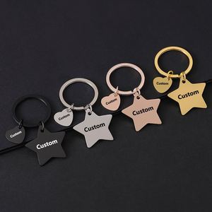 Vente directe de porte-clés personnalisés en acier inoxydable avec petit cœur en relief - Product Image 1