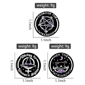 Alfileres de esmalte de bruja feminista exorcizar <span class=keywords><strong>el</strong></span> diseño del patriarcado brujas para mujeres broche de derechos insignia de solapa regalos de joyería al por mayor - Product Image 6