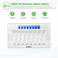 EBL 8 Bay baterai isi daya cepat, baterai isi daya Cepat 1100mAh Aa NIMH dengan pengisi daya