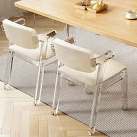 Chaise de salle à manger nordique en acrylique haute transparence avec coussin moelleux, style minimaliste et luxueux, chaise flottante pour étudiant