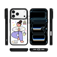 Coque de téléphone AG Feeling Black Edge avec motif Gilding Yoga Gril pour iPhone 17, 17 Pro Max, 16 Pro, 15, 15 Pro Max – Coque magnétique