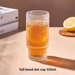 Collection de verres vintage empilables avec texture gaufrée tournesol et glacier, verres à jus et à café étincelants - Product Image 6