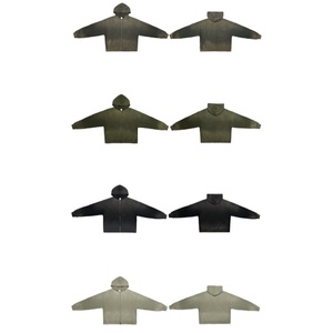 Jaqueta <span class=keywords><strong>Cardigan</strong></span> Versátil com Capuz 420g de Algodão Puro Pesado Estilo Rústico Masculino Lavável com Zíper Desgastado Moderno - Product Image 3