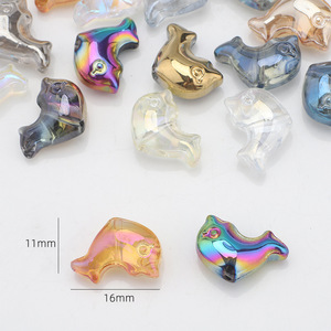 Cuentas de delfín de cristal púrpura transparente, ilusión chapada, cuentas de cristal coloridas en forma de delfín de 11X16MM para la fabricación de joyas - Product Image 3
