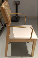 Chaise en cuir moderne avec dossier en rotin, assise rembourrée blanche, design mid-century, écologique, durable, garantie 3 ans, prix DDP USA
