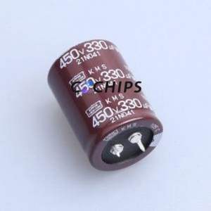 ตัวเก็บประจุแบบอิเล็กโทรไลต์อะลูมิเนียมแบบ Snap-in รุ่น EKMS451VSN331MR40S ชนิด Through hole (THT) ขนาด D30xL40 มม. 330uF 20% 450V ขา 10 มม. - Product Image 1