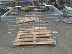 Có thể gập lại dây công nghiệp mạ kẽm kim loại kho lưu trữ lưới lồng <span class=keywords><strong>container</strong></span> - Product Image 4