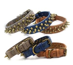 <span class=keywords><strong>Collar</strong></span> de cuero personalizado para mascotas, remache, cadena con pinchos - Product Image 1