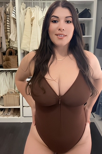 Body sculptant sans couture pour femme avec fermeture éclair, contrôle du ventre, col en V, coupe string - Product Image 2