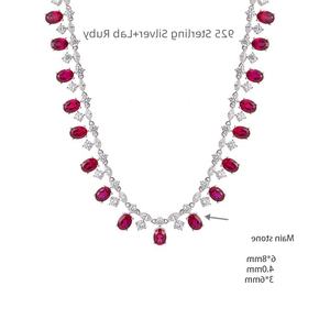 Collar de Moda con Imitación de Perla y Rubí Ovalado Cultivado en Laboratorio, Conjunto de Joyería de Silicona para Fiesta, Unisex, 16 Pulgadas - Product Image 6