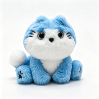 Boneka Kucing Biru Lembut, Mainan Hewan Isi Dakron Bordir, Pereda Stres, MOQ Rendah, OEM ODM, Hadiah Lucu untuk Anak