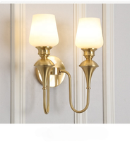 Applique murale américaine de luxe en laiton massif, style rétro français, applique murale européenne minimaliste à LED pour chambre