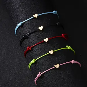 Einfaches Herz Anhänger Armband rot Glück Armband verstellbare handgemachte Schnur Armband