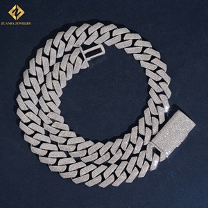 Elegant Daily 925 Sterling Silver Micro Set Moissanite Cuban Link Necklace VVS Moissanite Silver Fine Jewelry Gift Wholesale - Product Image 1