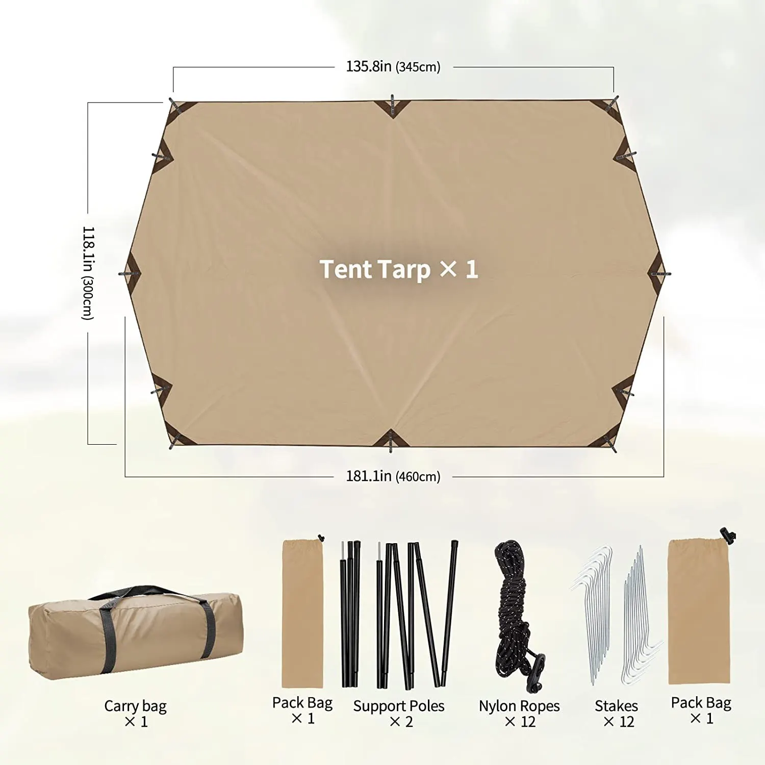 Camping Hammock Rain Fly Tarp Waterproof Tent Tarp Lightweight Emergency Shelter Tarp for Camping