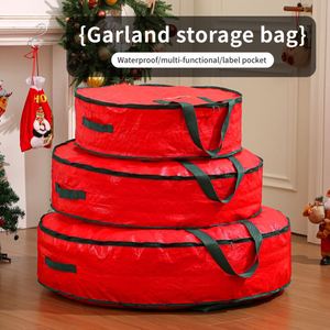 Bolsa de Almacenamiento para Coronas Navideñas de 24/30/36 Pulgadas, Color Rojo, con Asas de Transporte - Product Image 2