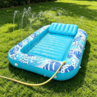 Piscine gonflable en PVC pour bronzage, transat flottant pulvérisateur d'eau, parc aquatique gonflable pour bain de soleil extérieur avec oreiller, cadeau