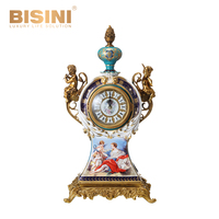 Collection De Style Français Baroque Artisanal Cuivre Chérubin Porcelaine Horloge de Table Peint À La Main Anges et Mère Horloge de Bureau