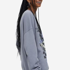 Haute qualité blanc chiné gris goutte épaule coton polaire lourd Logo personnalisé pull surdimensionné sweat pour les femmes - Product Image 3