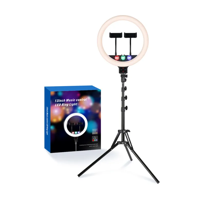 13 pollici RGB musica being DJ Live Streaming LED luce di bellezza Video Studio Tiktok luce fotografica anello con supporto treppiede