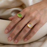 Bague ouverte personnalisée en acier inoxydable 316L, bague bypass dorée avec zircon, extrémité en barre, bande en métal à billes, ajustable, minimaliste pour femme