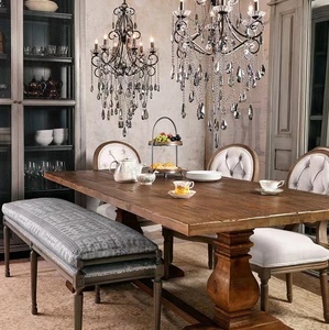 Bộ Bàn Ăn Bằng Gỗ Mộc Mạc Với 6 Ghế Bàn Ăn Thiết Kế Công Nghiệp Cổ 6 8 Chỗ Ngồi Bàn Nhà Bếp Bằng Gỗ Nguyên Khối Khai Hoang - Product Image 5