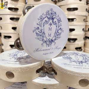 Tambourins personnalisés pour mariage, tambourins de 6 pouces avec peau de tambour personnalisée, instrument de musique, bruiteur, vente en gros, tambour pour église - Product Image 1
