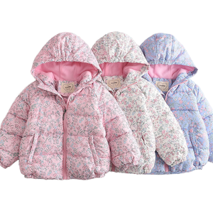 Nuova Giacca Invernale 2025 per Ragazze, Tinta in Capo con Stampa Floreale Completa, Foderata in <span class=keywords><strong>Pile</strong></span>, Ispessita con Cappuccio, Calda Giacca in Cotone 0828-02 - Product Image 1