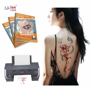 Película de Papel Transparente Adhesiva Personalizada para Transferencia por Agua, Tamaño A4, Pegatinas Temporales para Tatuajes, Modo Espejo, <span class=keywords><strong>Impresora</strong></span> Láser - Product Image 2