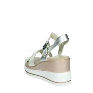 Sandalias de Plataforma con Cuña Cinzia Soft Donna Bianco Argento para Mujer - Product Image 1
