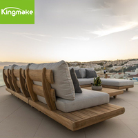 Meubles en bois de teck haut de gamme avec coussins extérieur Vila Garden Patio Hotel Sectional Outdoor Sofa Sets