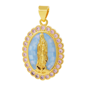 Colgante <span class=keywords><strong>de</strong></span> la <span class=keywords><strong>Virgen</strong></span> María Chapado en Oro <span class=keywords><strong>de</strong></span> 18K, Estilo Coqueta, Alto Brillo, Regalo para el Día <span class=keywords><strong>de</strong></span> la Madre, Joyería para Primera Comunión - Product Image 3