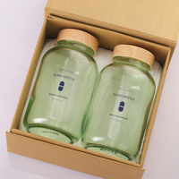 Bouteille en verre personnalisée pour gommes et médicaments en forme de capsule ronde, avec bouchon à vis et couvercle en bois, contenances 30/60/80/100/120/150/200 ml