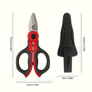 Tijeras de <span class=keywords><strong>electricista</strong></span> de acero inoxidable portátiles, tijeras de fibra óptica dentadas, cortador de pesca, herramienta de corte multifuncional. - Product Image 5