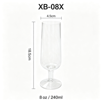 Flûtes à champagne en plastique PET transparent de 8 oz, tiges détachables, verres à vin incassables, 240 ml, gobelets réutilisables pour les mariages et les fêtes
