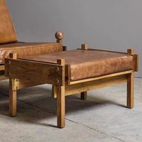 Chaises d'appoint de style médiéval Mobilier rétro en bois massif Chaise longue en cuir rembourré d'usine Fauteuil de salon