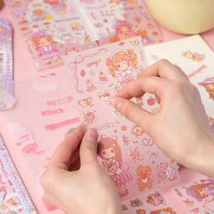 Honey Girl Stickers Cartoon Character DIY Decorative Journaling Material Pet <b>Matte</b> <b>Varnishing</b> Digital Printing - Product Image 2