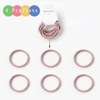 Set Ikat Rambut Wanita 6 Pcs Karet Tanpa Sambungan, Lembut, Elastis Tinggi, untuk Kuncir Kuda, Aksesoris Rambut