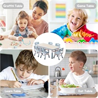 Ensemble table et chaises pour enfants SINKIPA, bureau réglable en hauteur, 6 places, pour les enfants de 3 à 8 ans, pieds antidérapants, respectueux de l'environnement, école/garderies/maison