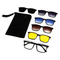 Lunettes de soleil magnétiques 5 en 1 à clipser, monture PC, polarisées, vision nocturne, UV400, logo personnalisé, lunettes optiques pour hommes et femmes
