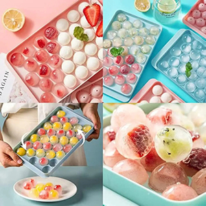 Syw674 Top Seller Bpa Free Plastic Mini Round Ball <b>Maker</b> Mold Cube Tray With Lid and Bin Ice Scoop - Product Image 3