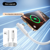 Vente flash : câble USB-C en nylon tressé blanc à angle droit, 48V 5A, charge rapide, 240W max, cuivre pur pour iPhone et ordinateur