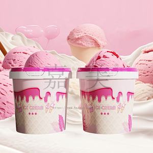 Plastic Ice Cream packaging <b>Containers</b> with Lids gelato ball cup Freezer <b>Container</b> Round 500ml IML label printed - Product Image 6