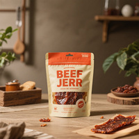 Emballage alimentaire numérique de qualité alimentaire, personnalisable, refermable, pour aliments secs, viande séchée, avec fenêtre et poche zippée