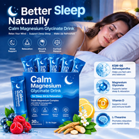 Mélange en poudre de supplément personnalisé au glycinate de magnésium pour la relaxation et le sommeil, avec Ashwagandha et vitamines anti-stress