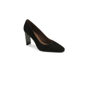 Escarpins rétro à bout carré en daim à <span class=keywords><strong>talon</strong></span> carré pour le quotidien, chaussures minimalistes à bout bas pour occasions formelles, talons noirs polyvalents - Product Image 1