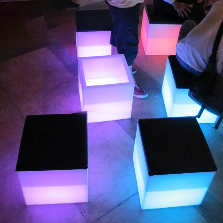 Cubo iluminado cadeira de cubo recarregável à prova d' água led luz cubo mudança de cor completa