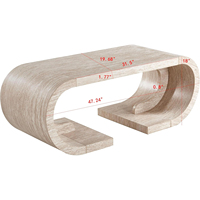 MEUBLES JIAMEIJIA |   Table basse ronde effet travertin avec piétement carré