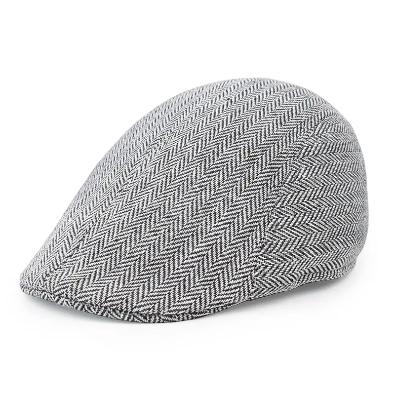 Hiver Automne Chaud Chapeau de bec de canard en feutre à chevrons Bérets de gavroche Casquettes plates Golf Ivy Chapeaux pour hommes femmes Chapeau rétro